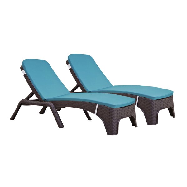Rainbow Outdoor Roma Set of 2 Chaise Lounger w/cushion-Brown RBO-ROMA-BRW-2CL-CUSH-TEA - main